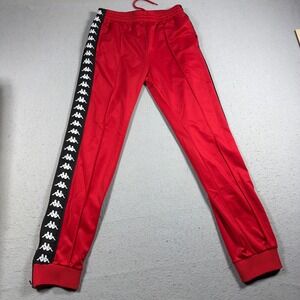 Kappa Track Pants Women M Red Black Logo Tape‎ Joggers Athletic Streetwear